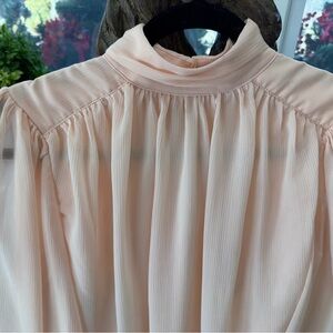 Women's Cream High-Neck Pleated Blouse